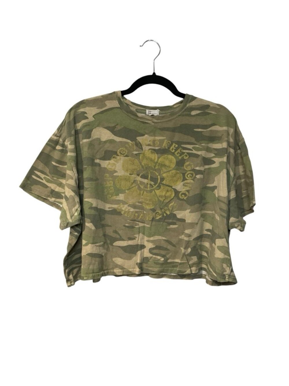 BILLABONG GRAPHIC T-SHIRT CROPPED BOXY CAMO PRINT MEDIUM